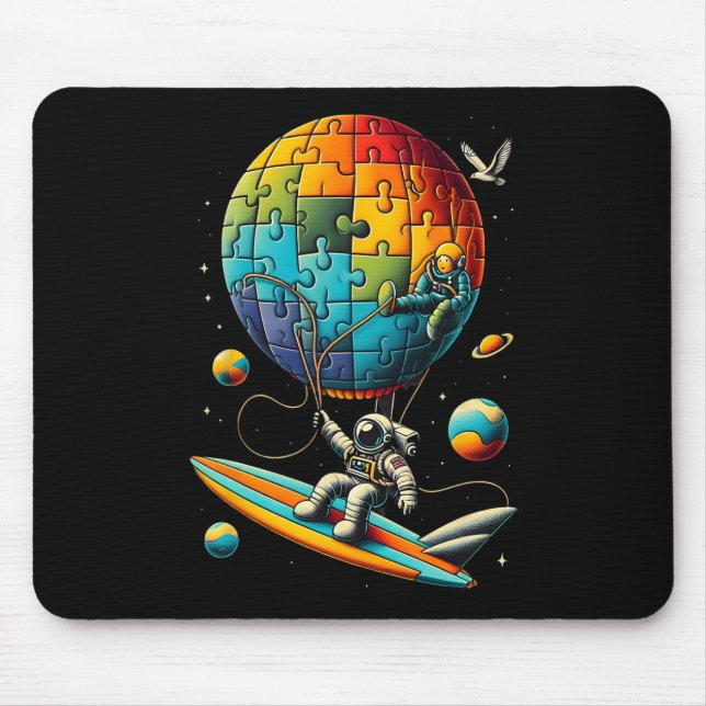 Astronaut Bylloon Autism Awareness Space Autistic  Mouse Mat (Front)