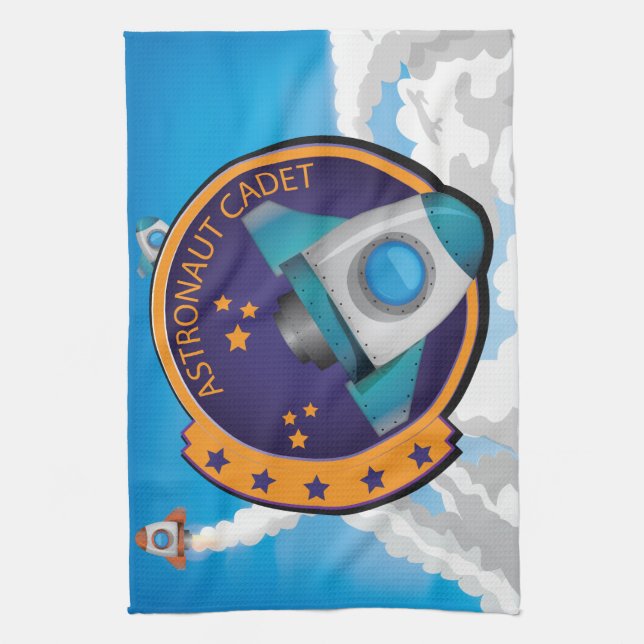Astronaut Cadet Badge Tea Towel (Vertical)