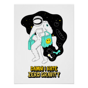 Astronaut Cartoon Retro Space Wall Art Print