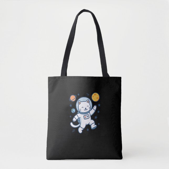 Astronaut Cat Adventure Tote Bag (Front)