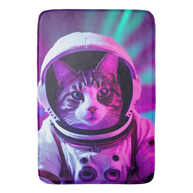 astronaut cat bath mat (Front Vertical)