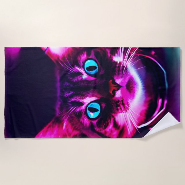 astronaut cat beach towel (Front)