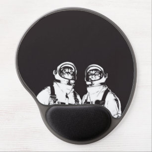 Astronaut cat black and white gel mouse mat