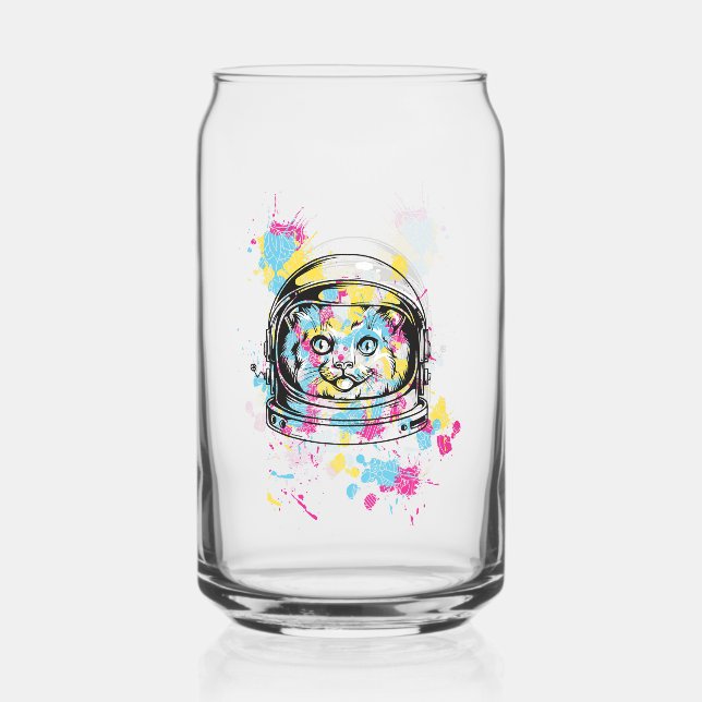 Astronaut Cat Can Glass (Front)