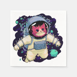 Astronaut Cat colourful Napkin