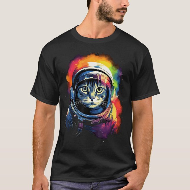 Astronaut Cat, Funny Cat Lovers, Space Cat Astr T-Shirt (Front)