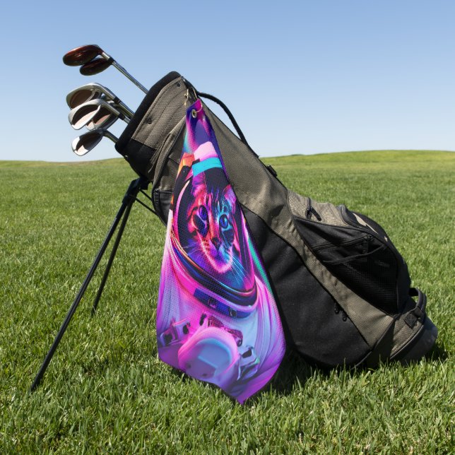 astronaut cat golf towel (Green)