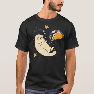 Astronaut Cat in Outer Space Taco Moon T-Shirt