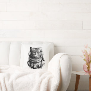 Astronaut Cat Ink Art Cushion