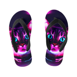 astronaut cat kid's flip flops