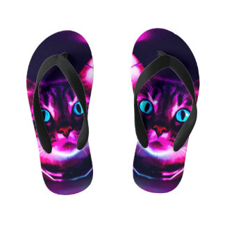 astronaut cat kid's flip flops