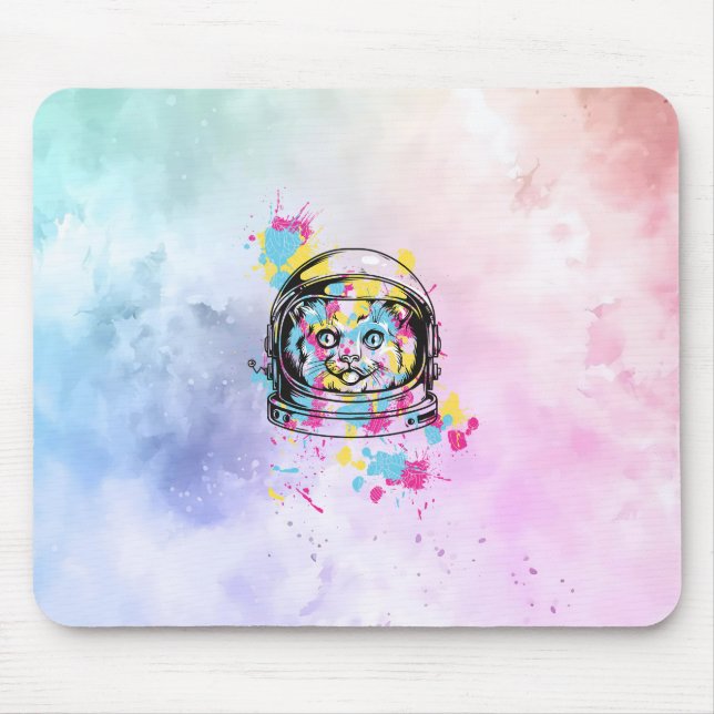 Astronaut Cat Mouse Mat (Front)