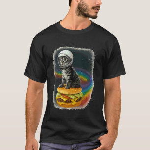 Astronaut Cat on Cheeseburger Funny Space Galaxy C T-Shirt