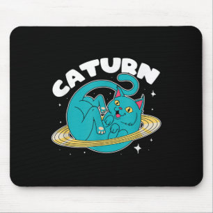 Astronaut Cat Planet Saturn Caturn Astronomy Lover Mouse Mat