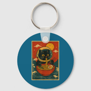Astronaut Cat Ramen Japanese Graphic Tees Men Wome Key Ring
