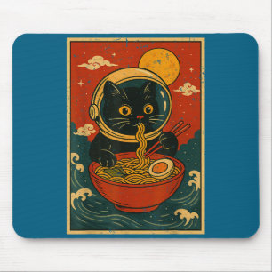 Astronaut Cat Ramen Japanese Graphic Tees Men Wome Mouse Mat