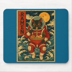 Astronaut Cat Ramen Japanese Graphic Tees Men Wome Mouse Mat
