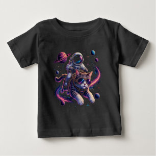 Astronaut cat riding through space baby T-Shirt