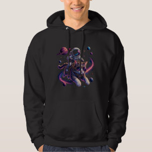 Astronaut cat riding through space hoodie