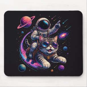 Astronaut cat riding through space mouse mat