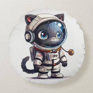 Astronaut Cat Round Cushion