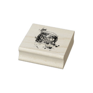 Astronaut Cat Rubber Stamp