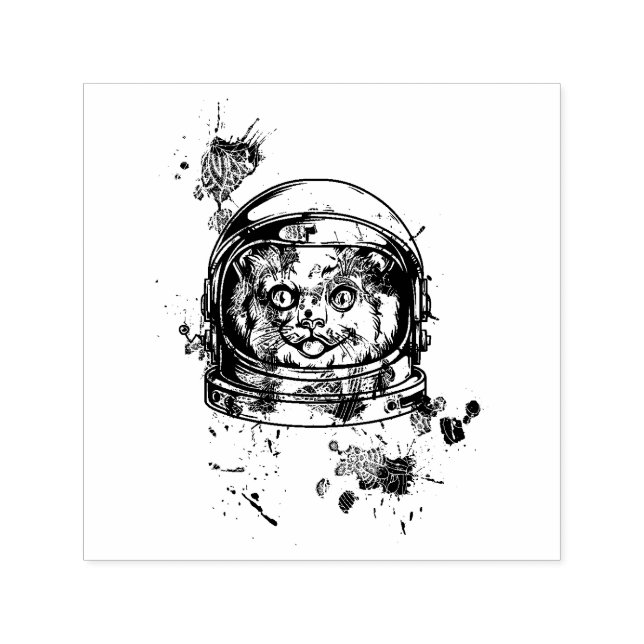 Astronaut Cat Self-inking Stamp (Design)