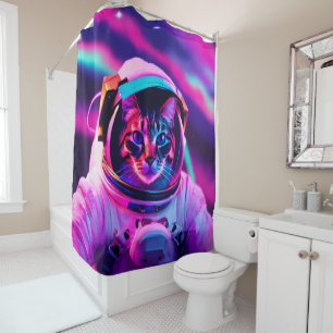 astronaut cat shower curtain