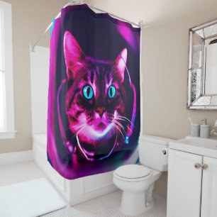 astronaut cat shower curtain