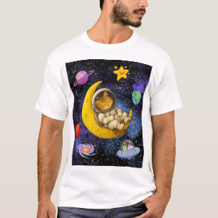Astronaut Cat Sleeping on the Moon  T-Shirt