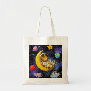 Astronaut Cat Sleeping on the Moon  Tote Bag