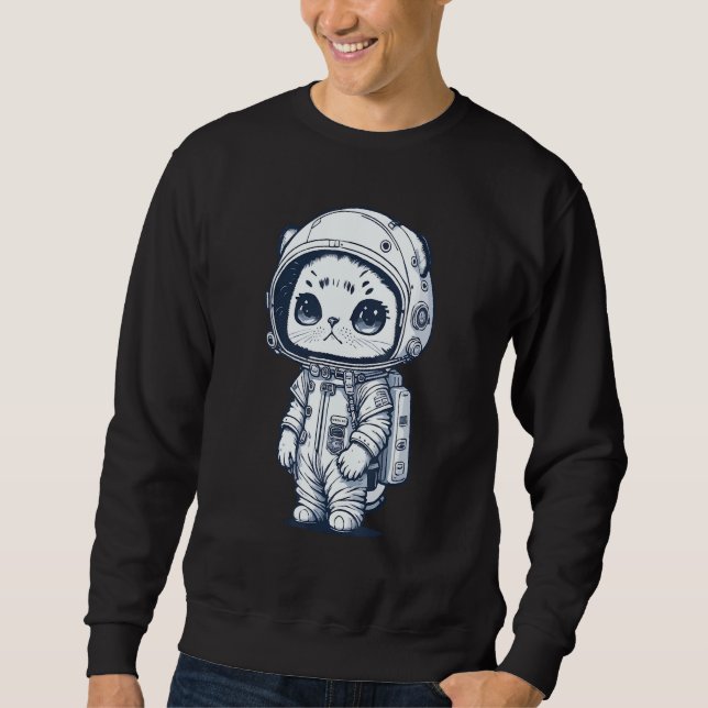 Astronaut Cat Space Cat Kitten Sweatshirt (Front)
