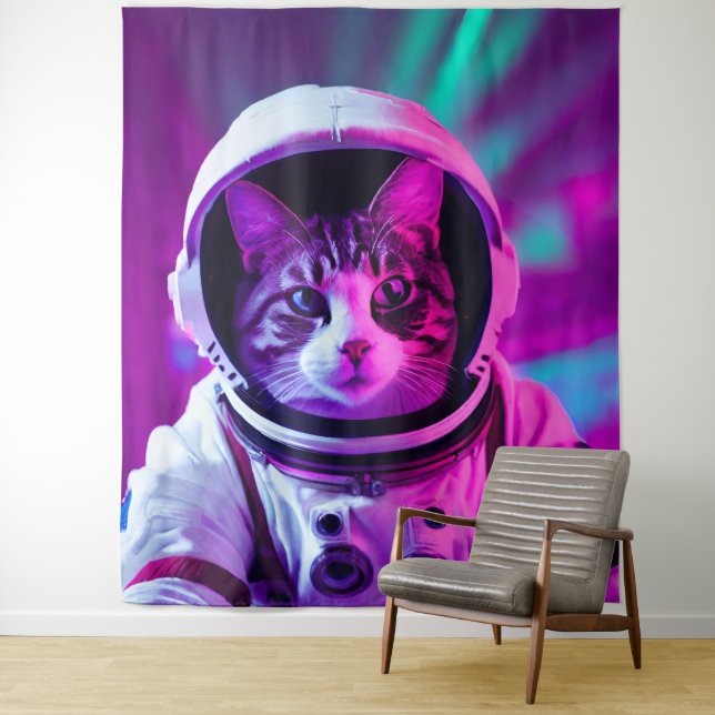 astronaut cat tapestry (In Situ)