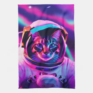 astronaut cat tea towel