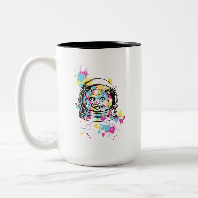 Astronaut Cat Two-Tone Coffee Mug (Left)