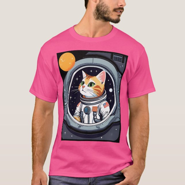 Astronaut Cat Ufo T-Shirt (Front)