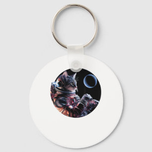 Astronaut Cat with Planet Key Ring