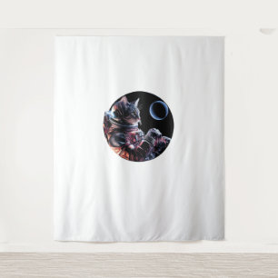 Astronaut Cat with Planet  Tapestry