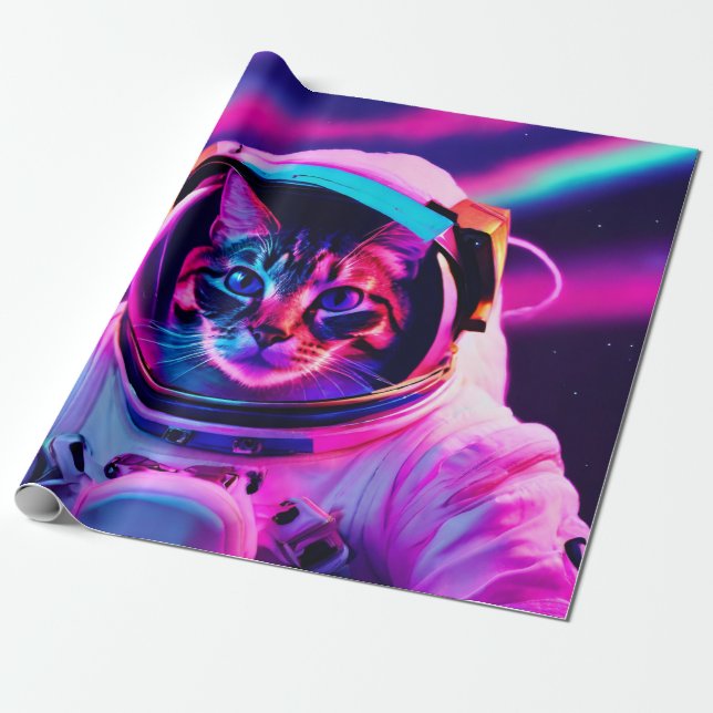 astronaut cat wrapping paper (Unrolled)
