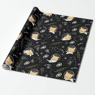 Astronaut Cat Wrapping Paper - Cute Cats in Space