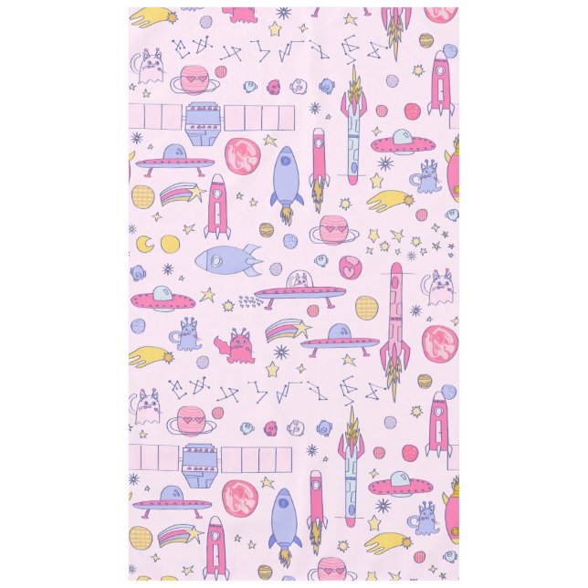 astronaut cats rocket ufo sci-fi spaceship tablecloth (Front)