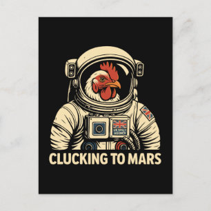 Astronaut Chicken Space Voyage Holiday Postcard