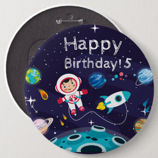   Astronaut child on the moon, monogrammed name 6 Cm Round Badge