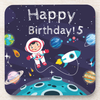  Astronaut child on the moon, monogrammed name Coaster