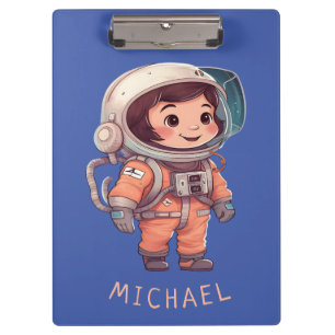 Astronaut Children in Outer Space Planets name Clipboard
