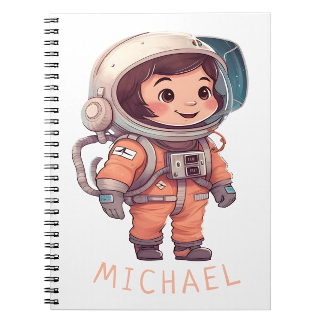 Astronaut Children in Outer Space Planets name Notebook (Front)
