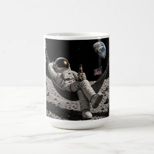 Astronaut Chilling with Beer on the Moon Coffee Mug