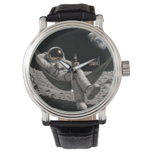 Astronaut Chilling with Beer on the Moon Watch