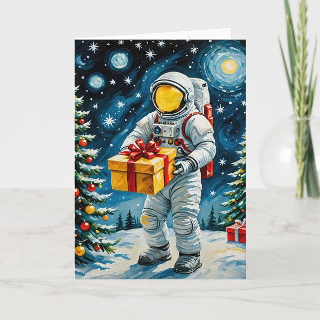Astronaut Christmas Celebration Holiday Card (Front)