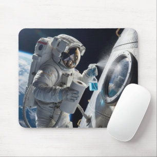 Astronaut Cleaning Spacecraft Window Mouse Mat